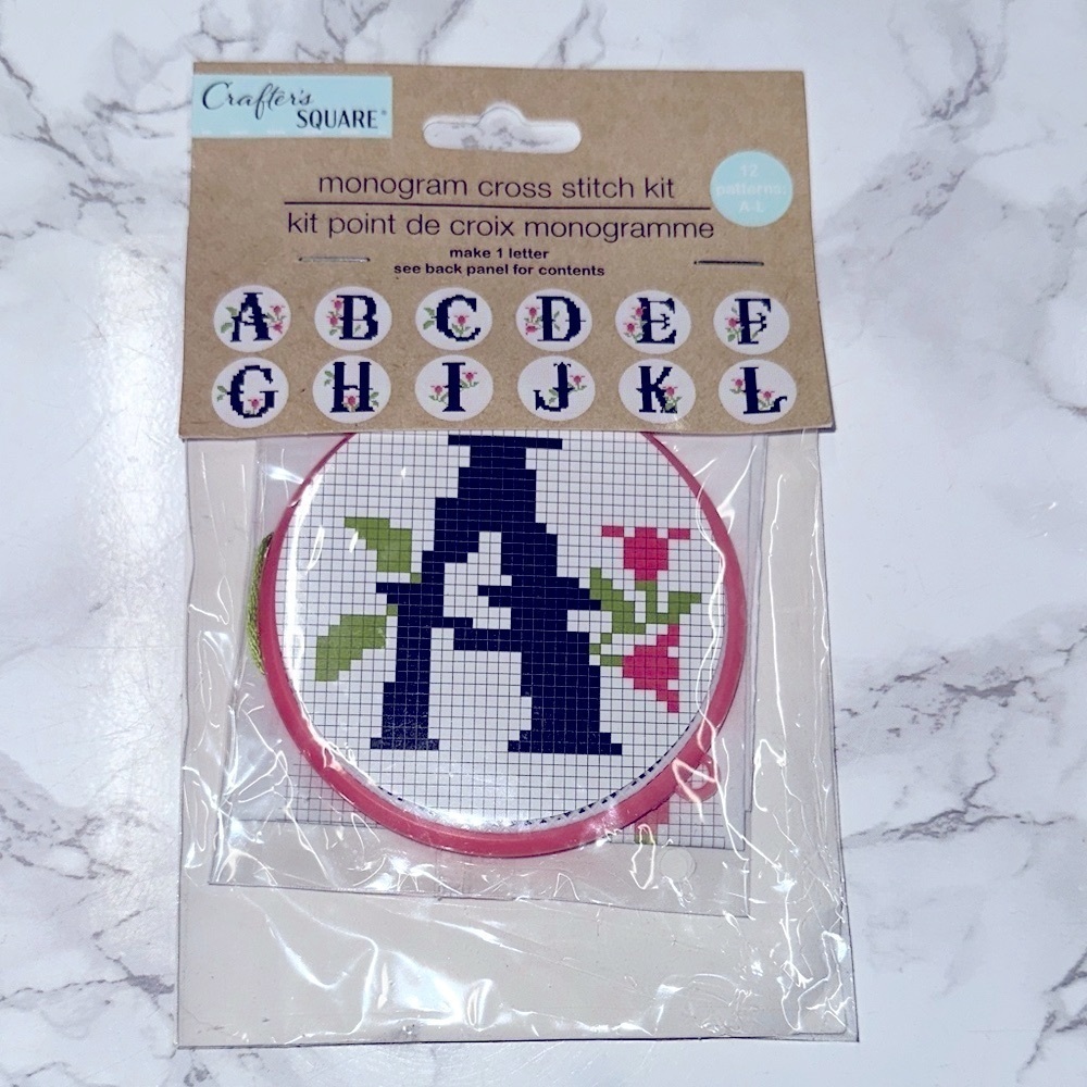 Crafter's Square A initial Monogram Cross Stitch Kit